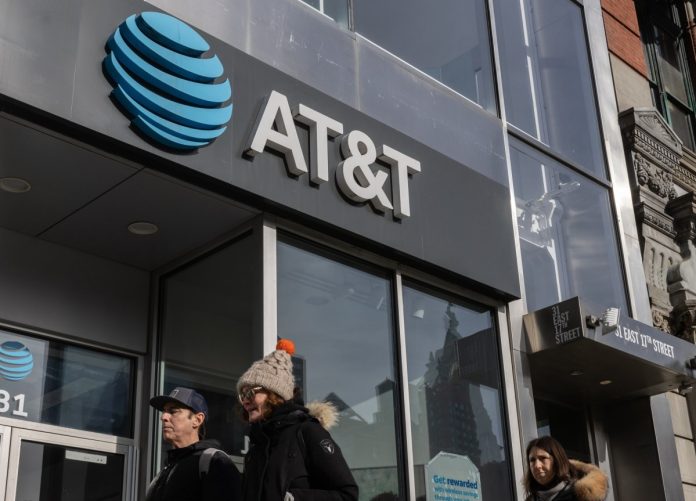 An AT&T store in New York, US, on Monday, Jan. 22, 2024.